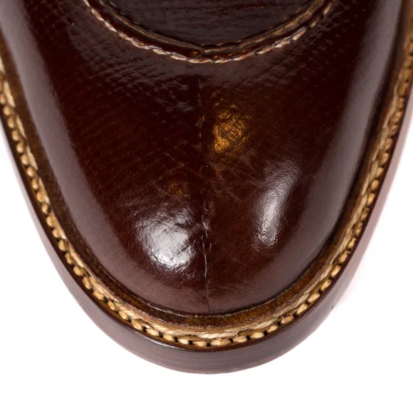 Split Toe-Derby In Dark Brown Calfskin "Russian Calf" - Purely Handcra