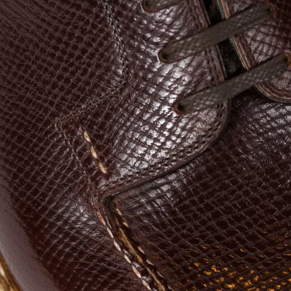 Split Toe-Derby In Dark Brown Calfskin "Russian Calf" - Purely Handcra