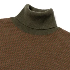 Square-Jacquard Merino Wool And Cashmere Turtleneck Sweater - 1 Ply Ca