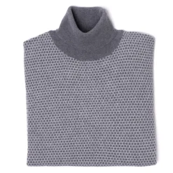 Square-Jacquard Merino Wool And Cashmere Turtleneck Sweater - 1 Ply Ca