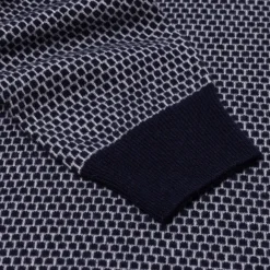 Square-Jacquard Merino Wool And Cashmere Turtleneck Sweater - 1 Ply Ca