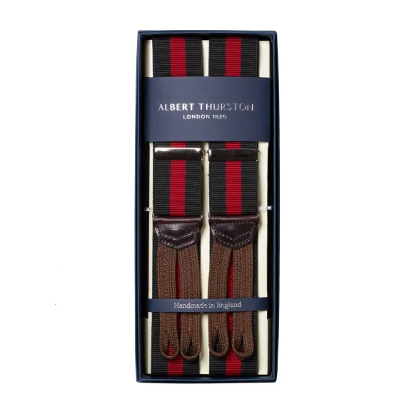 Striped Elastic Suspenders "New Regimental" To Button