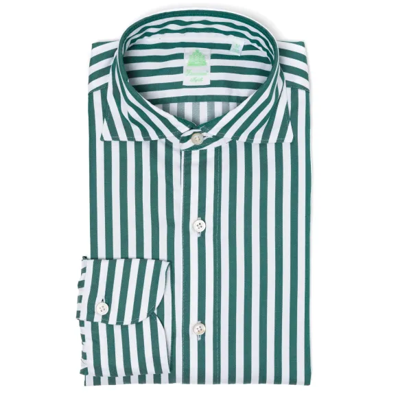 Striped Pure Cotton Sports Shirt "Strisce Dei Borboni" - Collo Simone-