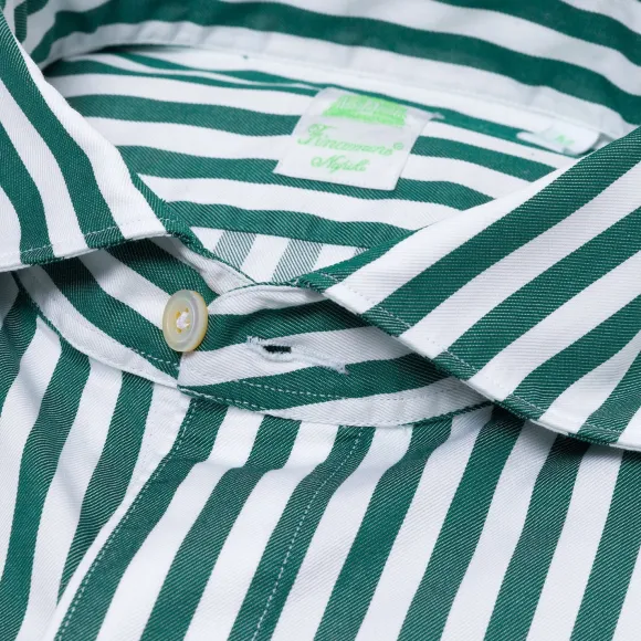 Striped Pure Cotton Sports Shirt "Strisce Dei Borboni" - Collo Simone-