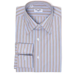 Striped Shirt "Linee Colorate" Made Of Finest Cotton By Alumo - Collo