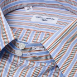 Striped Shirt "Linee Colorate" Made Of Finest Cotton By Alumo - Collo