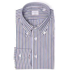 Striped Shirt "Stile Inglese" With Button Down And Sport Cuff - Handma
