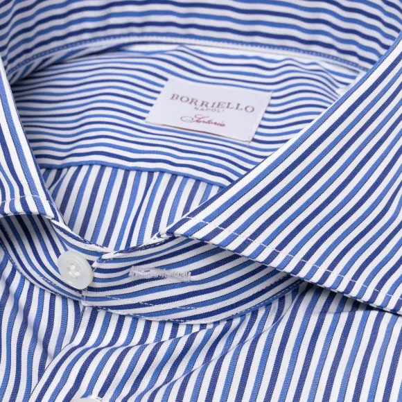 Striped Shirt "Stile Londra" With Double Cuff - Handmade