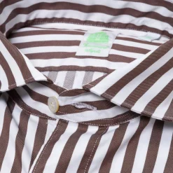 Striped Sports Shirt "Strisce Dei Borboni" In Pure Cotton - Collo Simo
