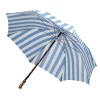 Striped Sun Umbrella "Picknick" With Handle Made Of Chestnut Root