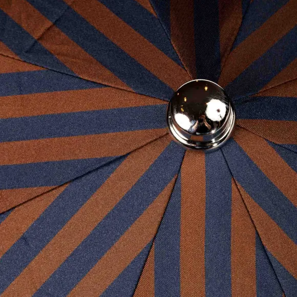 Striped Telescopic Umbrella "Regimental" With Leather Handle