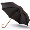 Striped Umbrella "Lord" With Solid Wood Frame And Bamboo Wood Handle