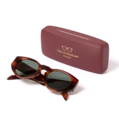 Sunglasses "Madras Havana" With Green Lenses - Handmade