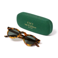 Sunglasses "World Amber Tortoise" With Green Lenses - Handmade