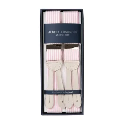 Suspenders "Seersucker Stripe" With Flat Ends In Nubuck Leather To But