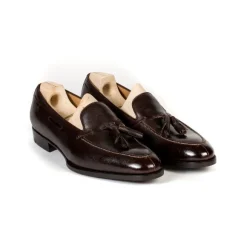 Tassel Loafer "Split Toe" Made Of Brown Grained Calfskin - Purely Hand