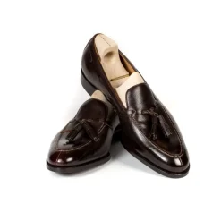 Tassel Loafer "Split Toe" Made Of Brown Grained Calfskin - Purely Hand