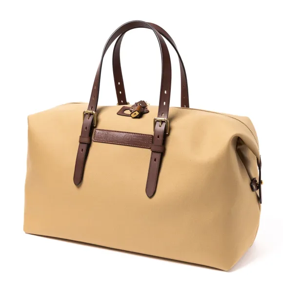 Travel Bag "Happy Weekend" Made Of Cotton Canvas And Saddle Leather -