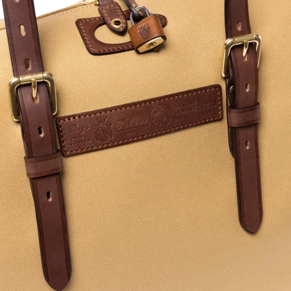 Travel Bag "Happy Weekend" Made Of Cotton Canvas And Saddle Leather -