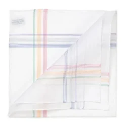 White Cotton Handkerchief "Honfleur" With Colorful Pattern