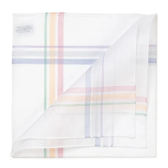 White Cotton Handkerchief "Honfleur" With Colorful Pattern