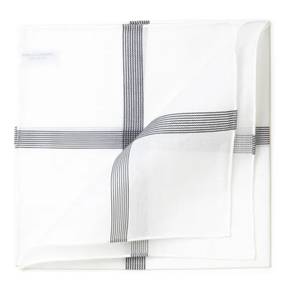 White Handkerchief "Symphony" Made Of Cotton - Hand-Rolled