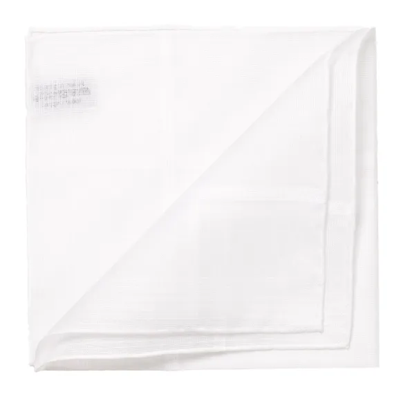 White Patterned Cotton Pocket Square