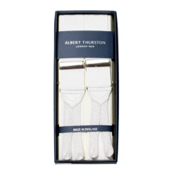 White Suspenders To Button Made Of Silk Moire