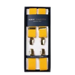 Yellow Elastic Pants Straps "X Back Gold" With Clips