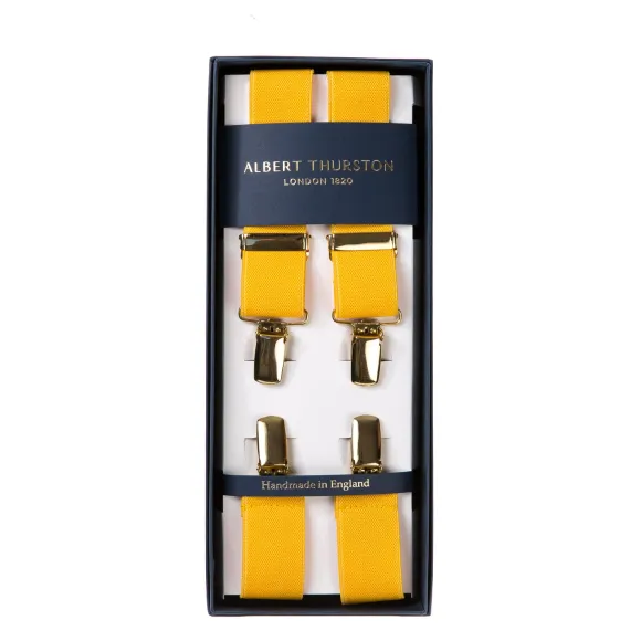 Yellow Elastic Pants Straps "X Back Gold" With Clips