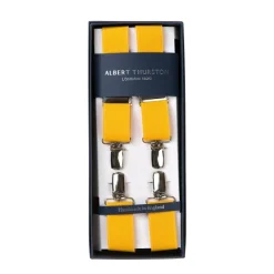 Yellow Elastic Pants Straps "X Back Nickel" With Clips